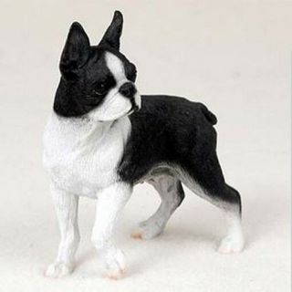 Boston Terrier Dog Figurine Statue Hand Painted Resin Gift Pet Lovers Tan