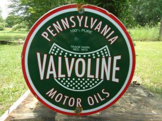 Old Valvoline Motor Oils Porcelain Advertising Sign Pure Penn