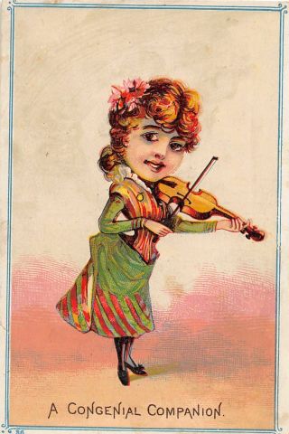 F43/ London Ohio Victorian Trade Card C1900 Violin Baking Powder Wildman