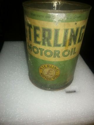 Old Sterling Motor Oil Tin Can Advertising