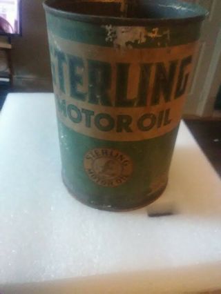 Old Sterling Motor Oil Tin Can Advertising 2