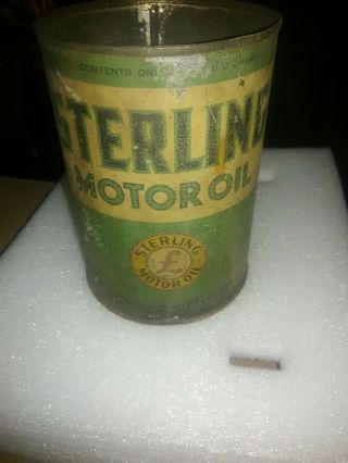 Old Sterling Motor Oil Tin Can Advertising 5