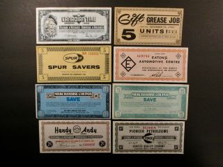 Eight Canadian Tire Money & Coupons Gas Station Petroleum Company,  Others