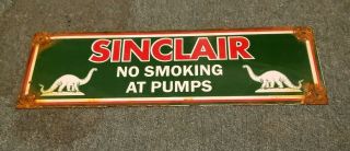 Sinclair No Smoking Porcelain Sign Dino Gasoline Vintage Brand Gas Pump Plate