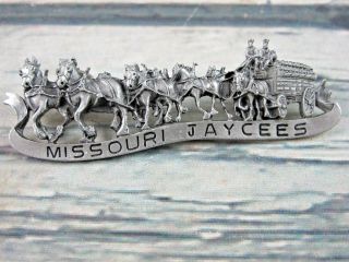 Missouri Jaycee Vintage Clydesdale Horse Budweiser Carriage Pewter Lapel Pin