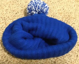 Vtg SKI Winter Pabst Blue Ribbon Beer Knit Stocking Cap Hat Beanie Pom Pom PBR 5