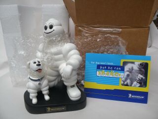 Boxed Michelin Man & Dog 7 " Bobblehead Doll Promotional Item Michelin Tire Man