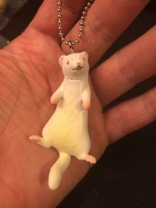 Japan Albino Ferret Pet Animal Pvc Mini Figurine Figure Keychain C