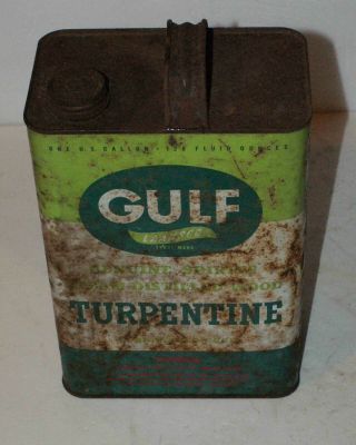 One Gallon Gulf Turpentine Can,  Oil Can,  Gas Can,  Lubricate Grease