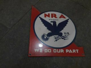Porcelain Nra Enamel Sign Size 9 " X 8 " Inches