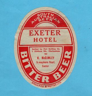 Exeter Hotel.  Bottled By Port Bottling Co.  K.  Mccauley.  Semaphore Rd.