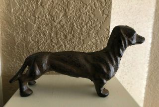 Dachshund Dog Figurine 6 Inches Long Made Of Cast Iron Metal