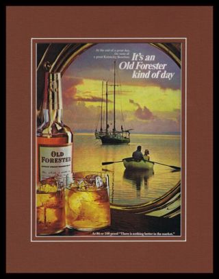 1968 Old Forester Bourbon Framed 11x14 Vintage Advertisement