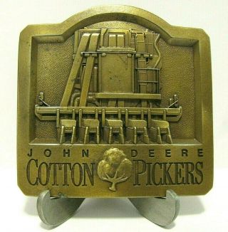 John Deere 9965 Five Row Cotton Picker 1994 Brass Belt Buckle Jd Advertising