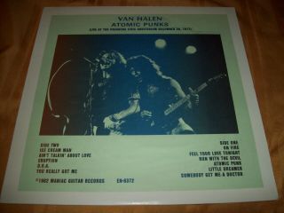 Van Halen Atomic Punks Lp Live In 1977 Pasadena Soundboard Rare Vinyl Record