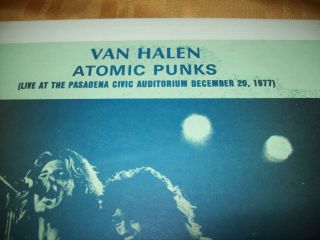 VAN HALEN Atomic Punks LP LIVE in 1977 Pasadena SOUNDBOARD Rare Vinyl Record 2