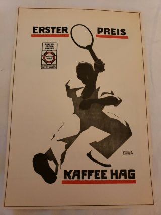 1928 Very Cool Ad Coffee Tennis German Ad See Both Pix For Ad On Back Zeppelin