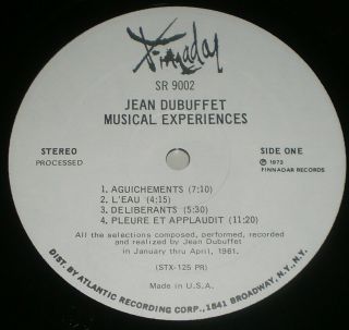 Jean Dubuffet Musical Experiences Rare 1973 1st Press Finnadar Experimental LP 3