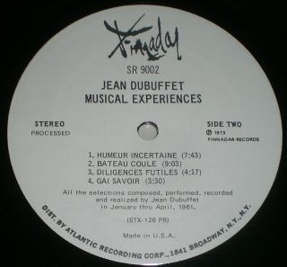 Jean Dubuffet Musical Experiences Rare 1973 1st Press Finnadar Experimental LP 4