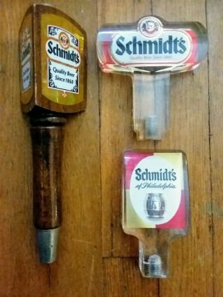 Three Schmidts Of Philadelphia Beer Vintage Draft Tap Handle Knobs Schmidt 