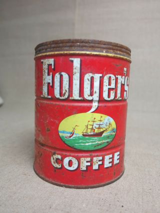 Vintage Folgers 2 LB Coffee Can 1959 litho Tin 3