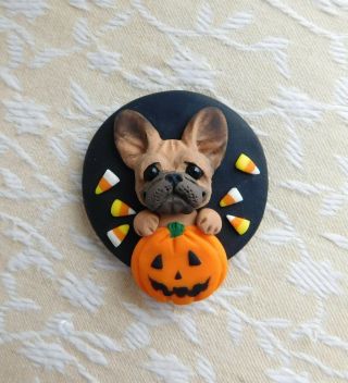 French Bulldog Frenchie Halloween Dog Pin Pendant Polymer Clay By Raquel Thewrc