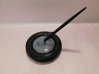 Vintage Goodrich Silverstone Desk Tire Slag Glass Fountain Pen Holder