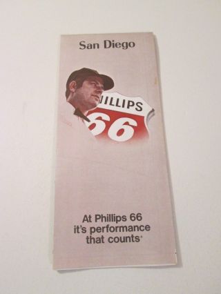 Vintage 1972 Phillips 66 San Diego California Gas Station Travel Road Map