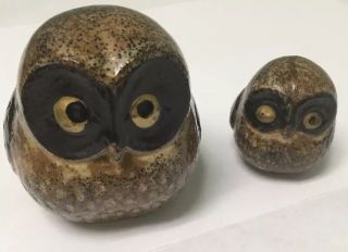 Vintage Omc Japan Mid Century Set Of 2 Ceramic Owls Owl