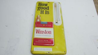 Vintage Winston Cigarette Advertising Thermometer Embossed
