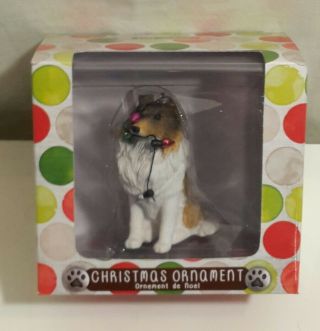 Sandicast Border Collie Christmas Light Ornament Gift Dog String Sable White