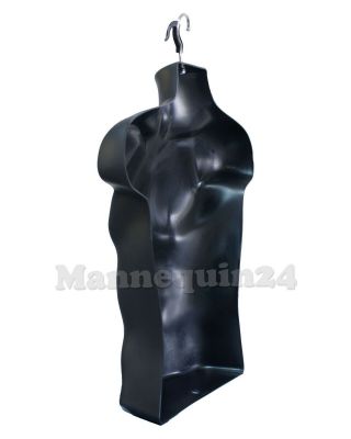 Male Mannequin Torso Form - Black Dress Form w/ Stand & Hanging Hook 4