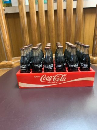 Rare Vintage Miniature Glass Coke Bottles With Case Good Shape For Age