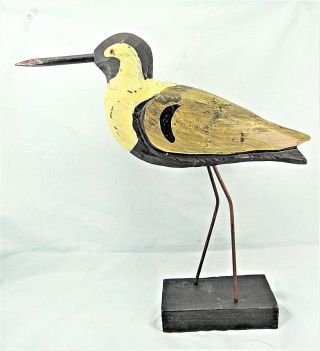 Shore Bird Hand Carved And Painted Wood On Stand Beach Decor (d)