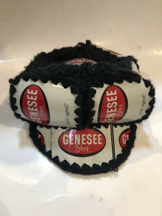 Vintage 1970s Genesee Beer Can Crochet Hat Retro Hipster Trucker Party Hat