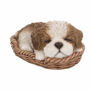 Shih Tzu Puppy In Wicker Basket Pet Pals Collectible Dog Figurine 12032