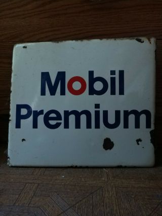 Vintage Curved Mobil Premium Pump Plate Single Sided Porcelain Sign