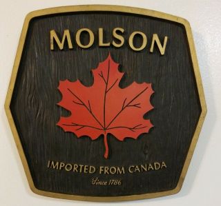 Molson Canadian Beer Maple Leaf Sign Faux Wood Vintage