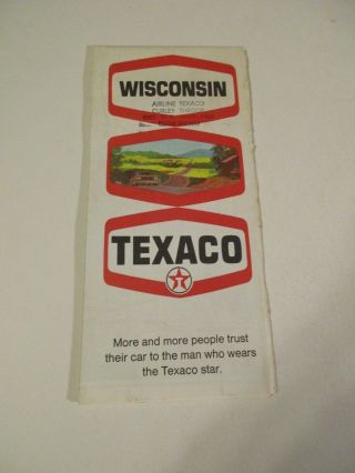 Vintage 1969 Texaco - Wisconsin - Oil Gas Service Station Travel Road Map