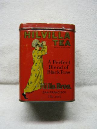 Antique Hills Brothers Tea Not Coffe San Francisco Country Store Tin