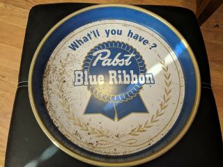 Vintage Pabst Blue Ribbon Metal Beer Tray 13  What 