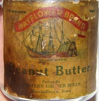 Old Mayflower Peanut Butter Jar & Lid Canned Marshalltown Iowa Western Grocer Mi