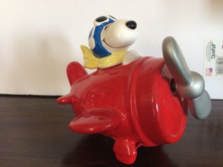 Vintage Snoopy Flying Ace Air Force Airplane Schmid Figurine Ceramic Music Box