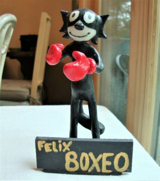 Felix The Cat Hand Formed Plastic Figure Boxing Gloves By Felix Deportes Spain