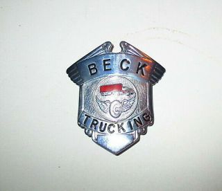 Vintage Beck Trucking Hat Badge,  Winged Wheel