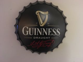 Guinness Collectible Tin Bottle Cap Sign