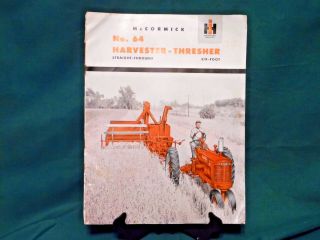 Vtg International Harvester Mccormick No.  64 Harvester Thresher Brochure