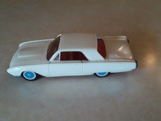 Korris Kars 1962 Ford Thunderbird Plastic Toy Car Vintage.  White 2 - Door.