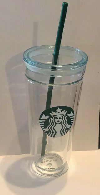 Starbucks Glass Double Walled Tumbler Cup 20oz Venti Rare 2016 Very Shape