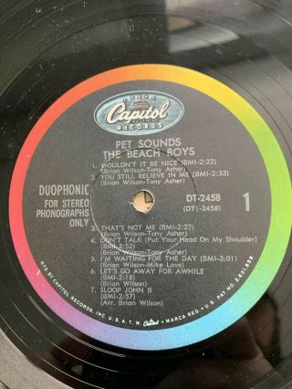 1966 Duophonic The Beach Boys Pet Sounds DT 2458 LP Vinyl NM Surf Rock 5